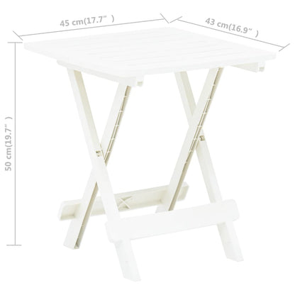 Sammenleggbart hagebord hvit 45x43x50 cm plast