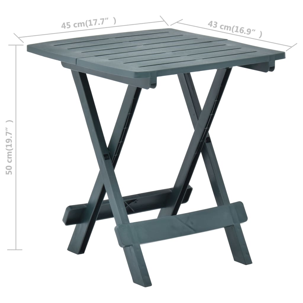 Sammenleggbart hagebord grønn 45x43x50 cm plast