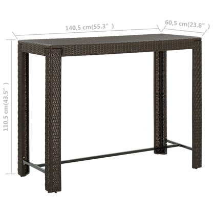 Utendørs barbord brun 140,5x60,5x110,5 cm polyrotting