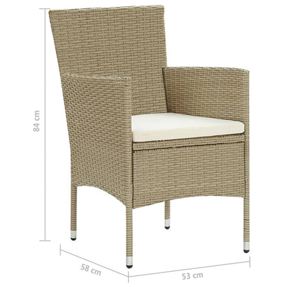 Utendørs spisestoler 2 stk polyrotting beige