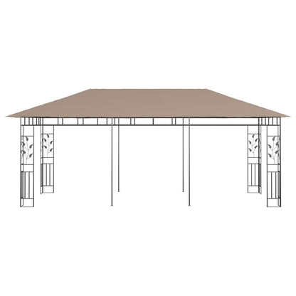 Paviljong med myggnett 6x3x2,73 m gråbrun 180 g/m²