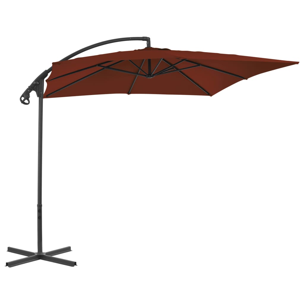 Hengende hageparasoll med stålstang 250x250 cm terrakotta
