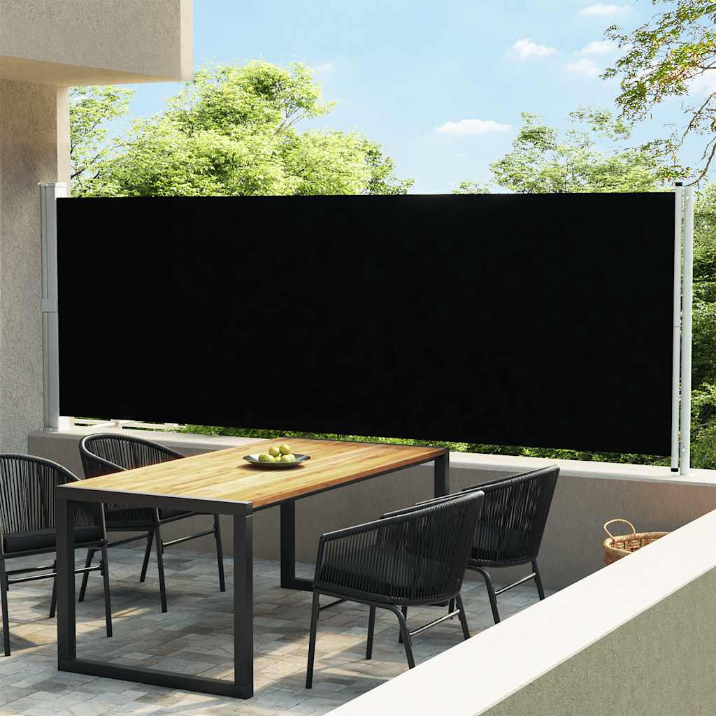 Uttrekkbar sidemarkise 600x160 cm svart