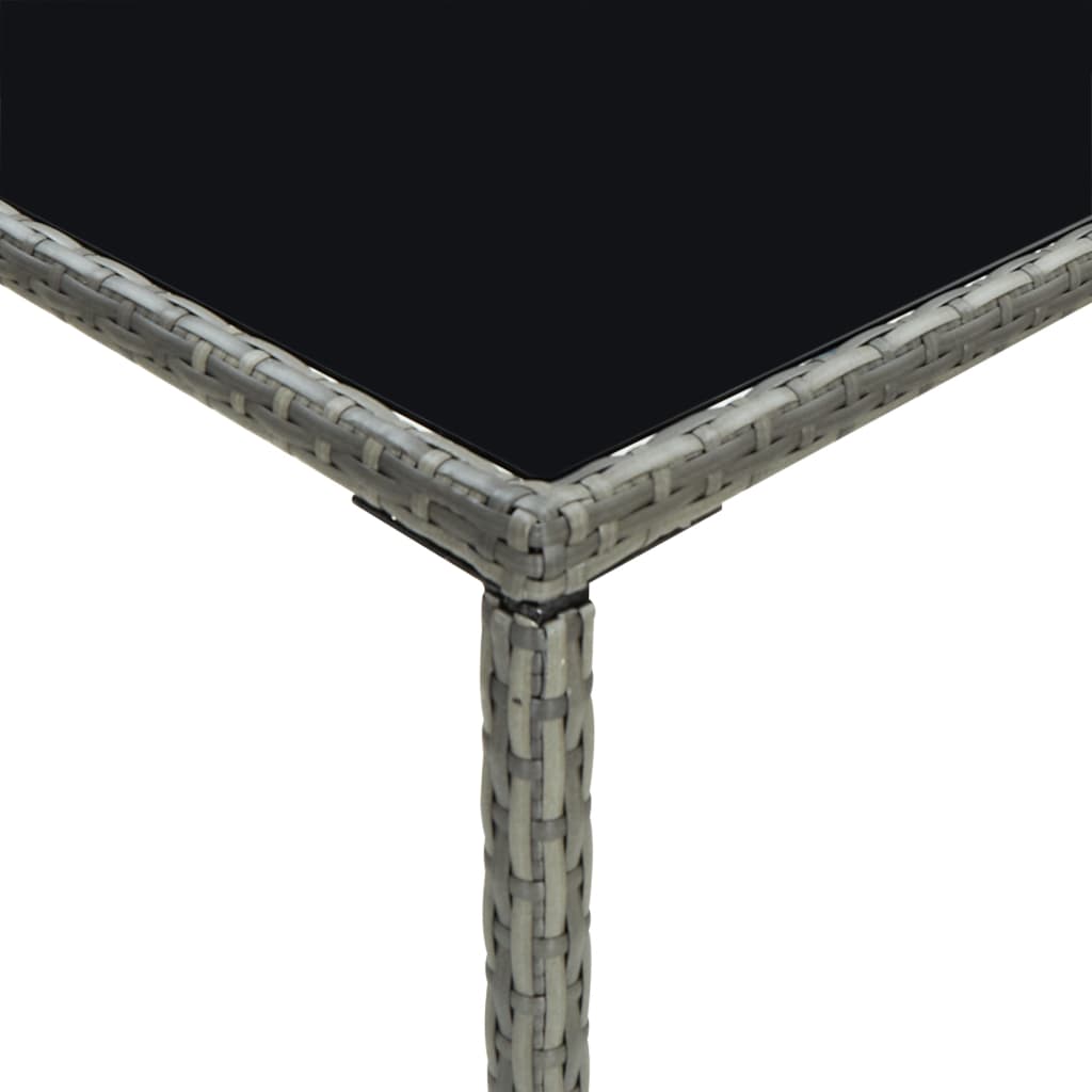 Hagebarbord grå 70x70x110 cm polyrotting og glass
