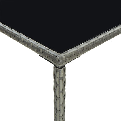 Hagebarbord grå 70x70x110 cm polyrotting og glass