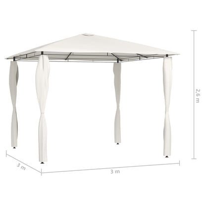 Paviljong med stolpetrekk 3x3x2,6 m krem 160 g/m²