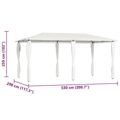 Paviljong med stolpetrekk 2,98x5,3x2,59 m krem 160 g/m²