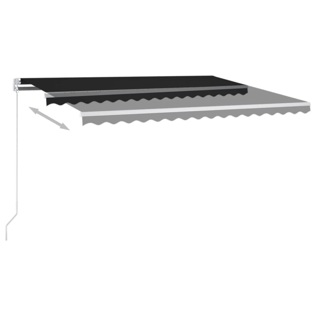 Manuell uttrekkbar markise med LED 450x300 cm antrasitt