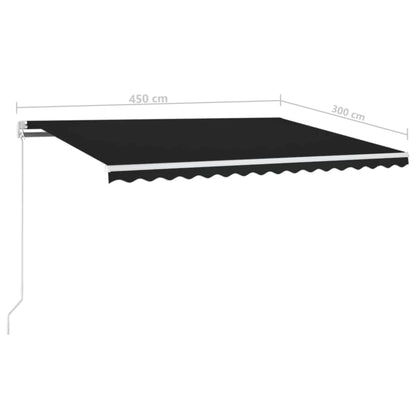 Manuell uttrekkbar markise med LED 450x300 cm antrasitt