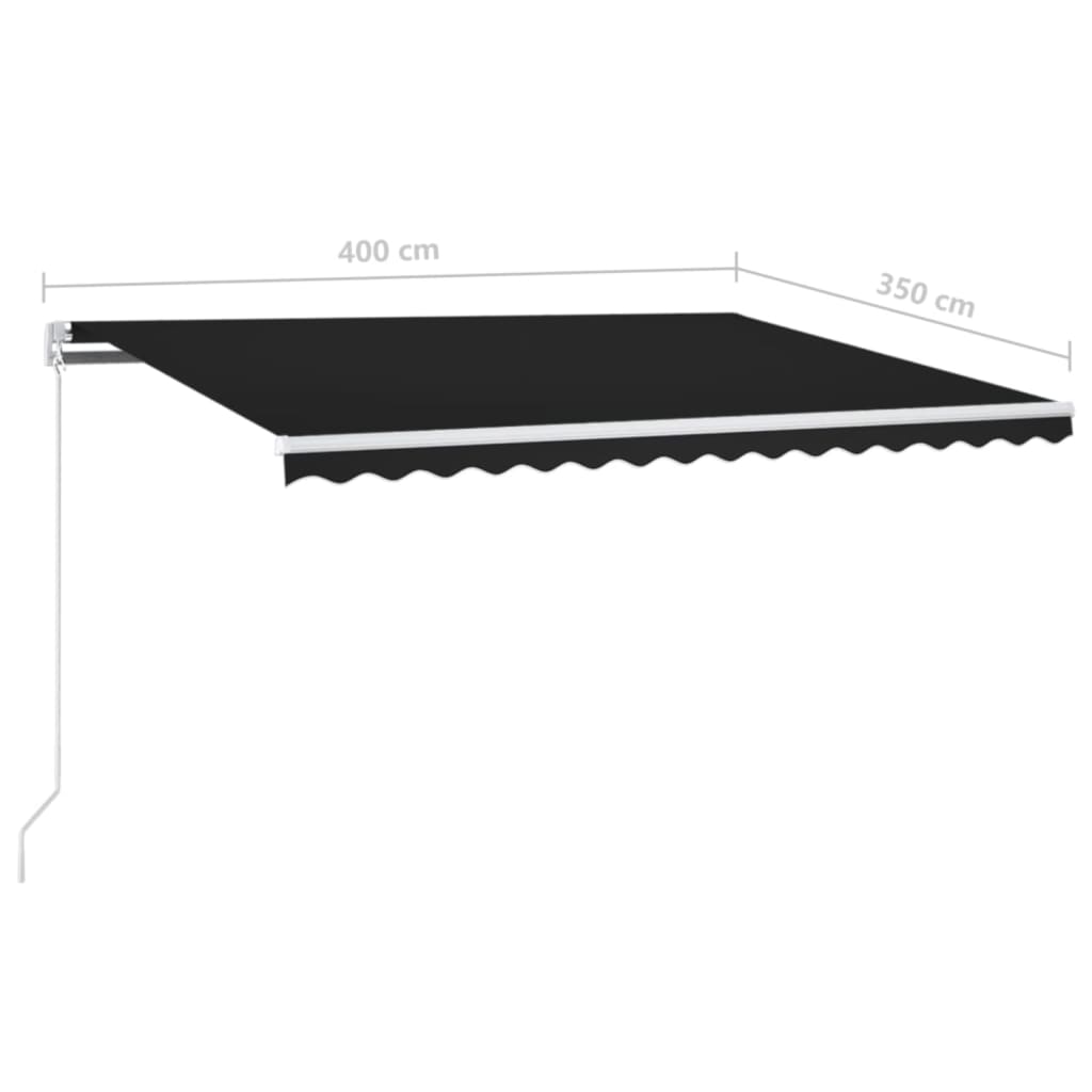 Manuell uttrekkbar markise med LED 400x350 cm antrasitt