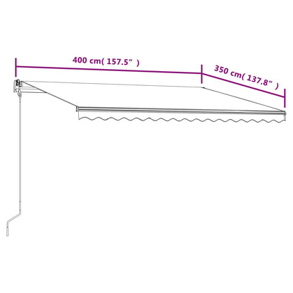 Automatisk uttrekkbar markise 400x350 cm blå og hvit