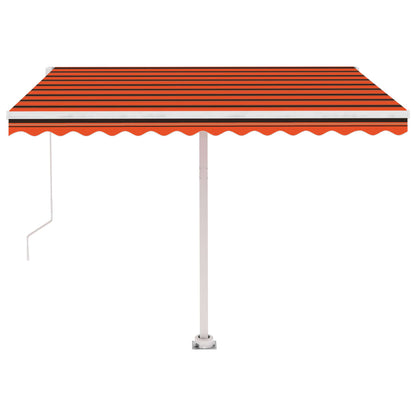 Manuell uttrekkbar markise med LED 300x250 cm oransje og brun