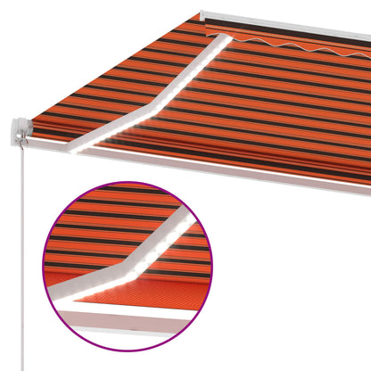 Manuell uttrekkbar markise med LED 300x250 cm oransje og brun