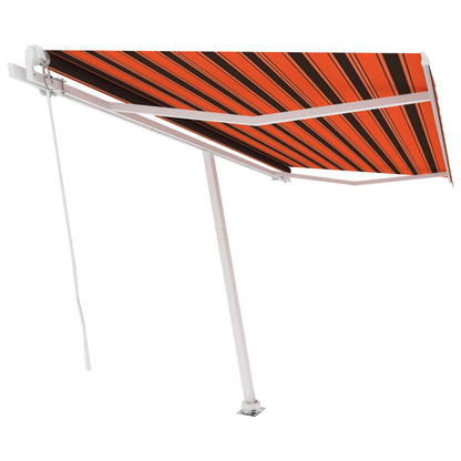 Frittstående manuell uttrekkbar markise 450x300 cm oransje/brun