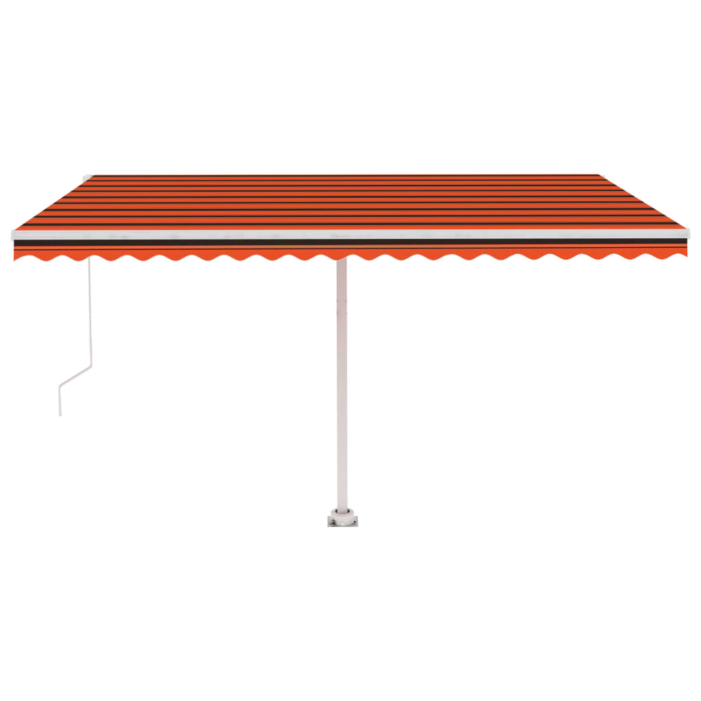 Frittstående manuell uttrekkbar markise 450x300 cm oransje/brun