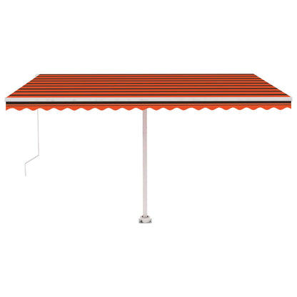 Frittstående manuell uttrekkbar markise 450x300 cm oransje/brun