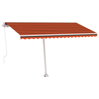 Frittstående manuell uttrekkbar markise 450x300 cm oransje/brun