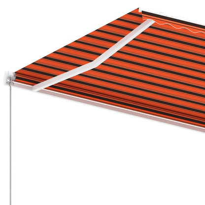 Frittstående manuell uttrekkbar markise 450x300 cm oransje/brun