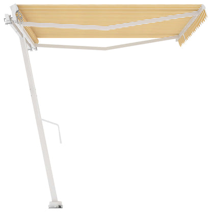 Frittstående manuell uttrekkbar markise 400x350 cm gul/hvit