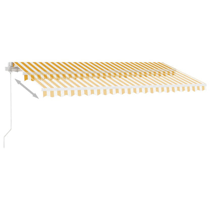 Frittstående manuell uttrekkbar markise 400x350 cm gul/hvit