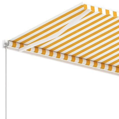Frittstående manuell uttrekkbar markise 400x350 cm gul/hvit