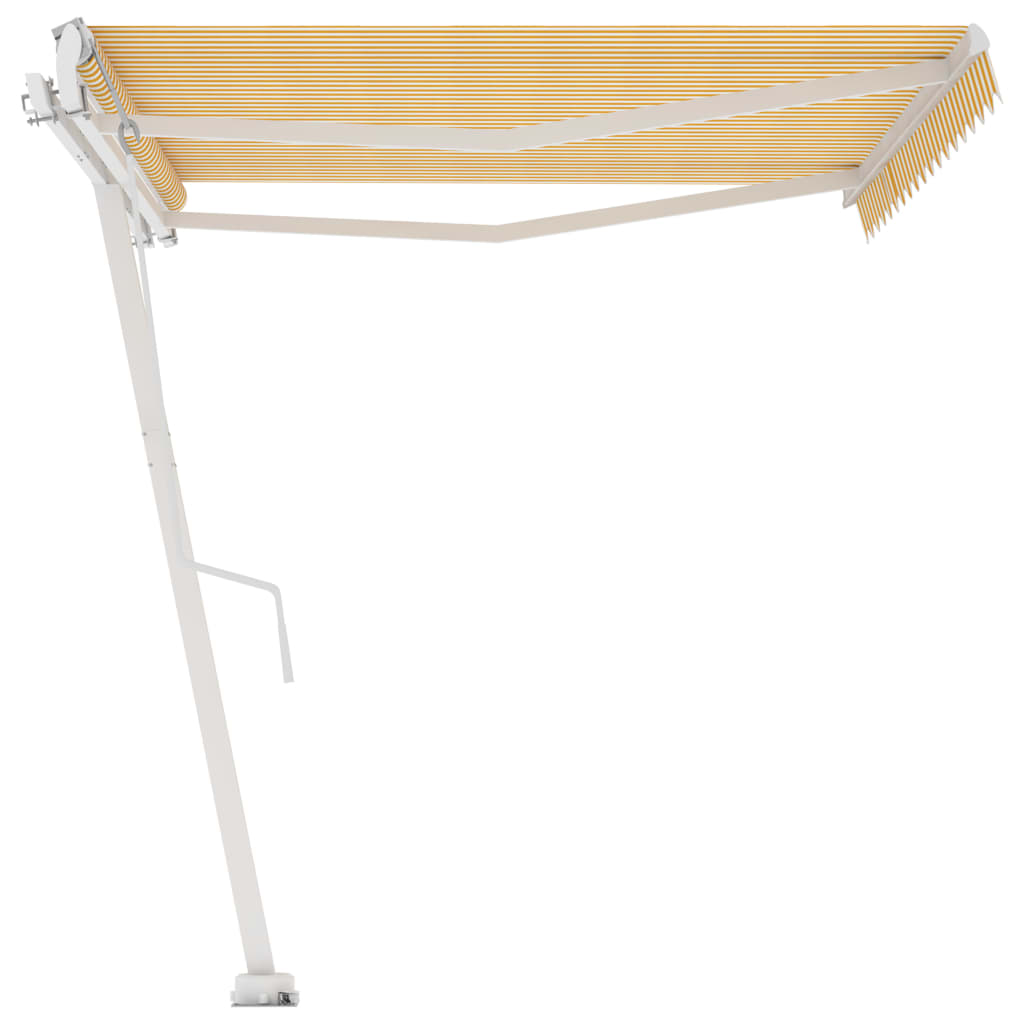 Frittstående automatisk markise 450x350 cm gul og hvit