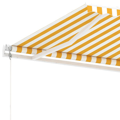Frittstående automatisk markise 450x350 cm gul og hvit