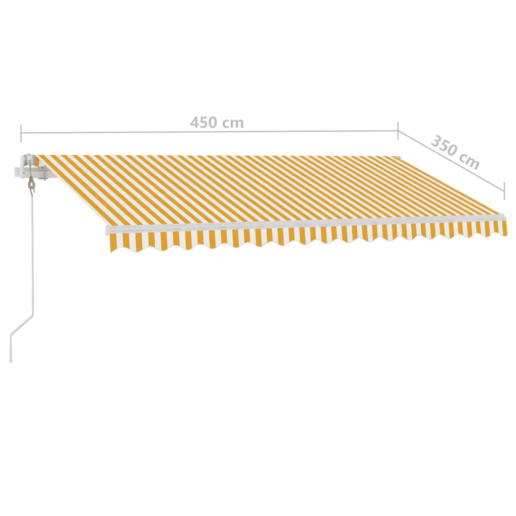Frittstående automatisk markise 450x350 cm gul og hvit