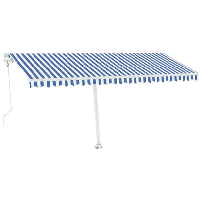 Frittstående automatisk markise 500x350cm blå og hvit