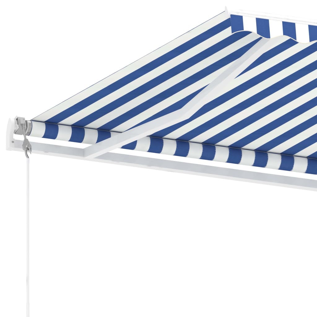 Frittstående automatisk markise 500x350cm blå og hvit
