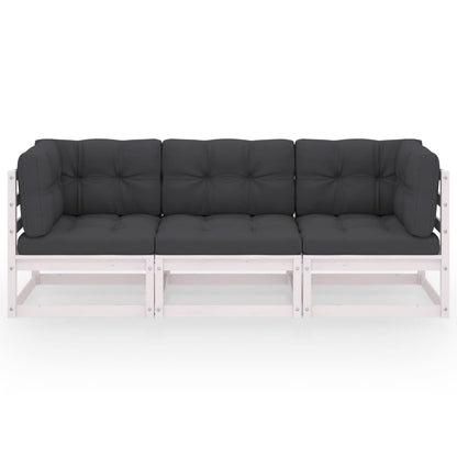 Hagesofa med puter 3-seters heltre furu