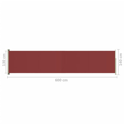 Uttrekkbar sidemarkise 140x600 cm rød