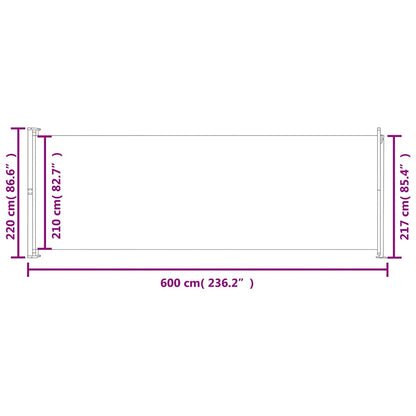 Uttrekkbar sidemarkise 220x600 cm brun