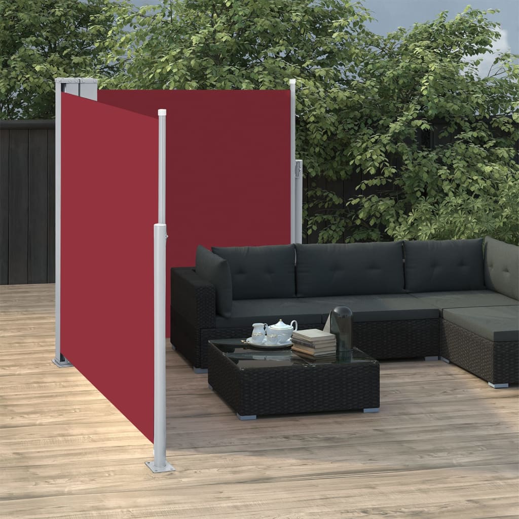 Uttrekkbar sidemarkise 140x600 cm rød