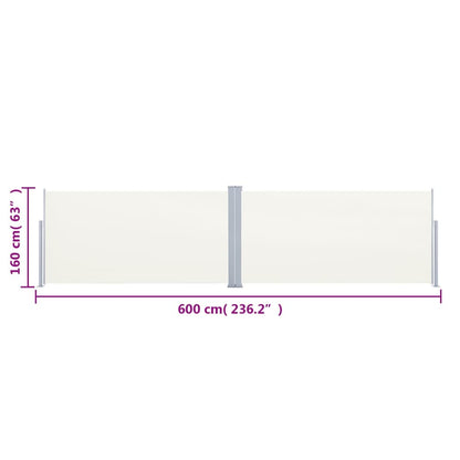 Uttrekkbar sidemarkise kremhvit 160x600 cm