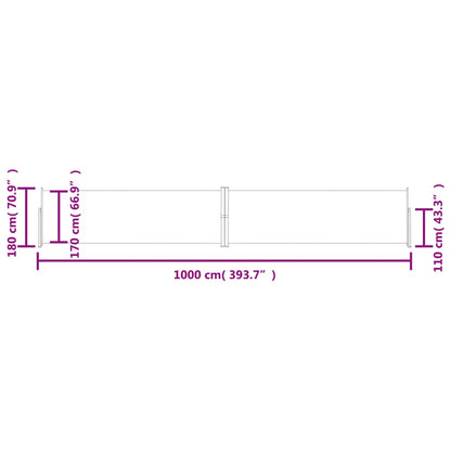 Uttrekkbar sidemarkise 180x1000 cm brun