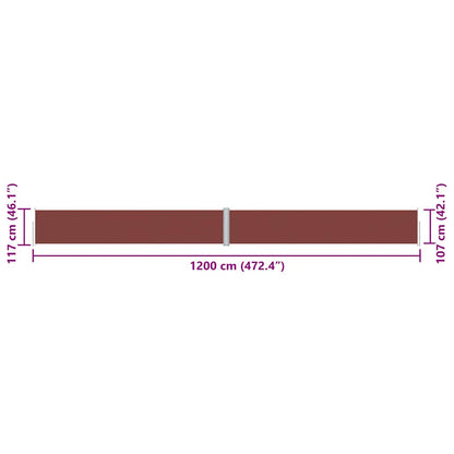 Uttrekkbar sidemarkise brun 117x1200 cm