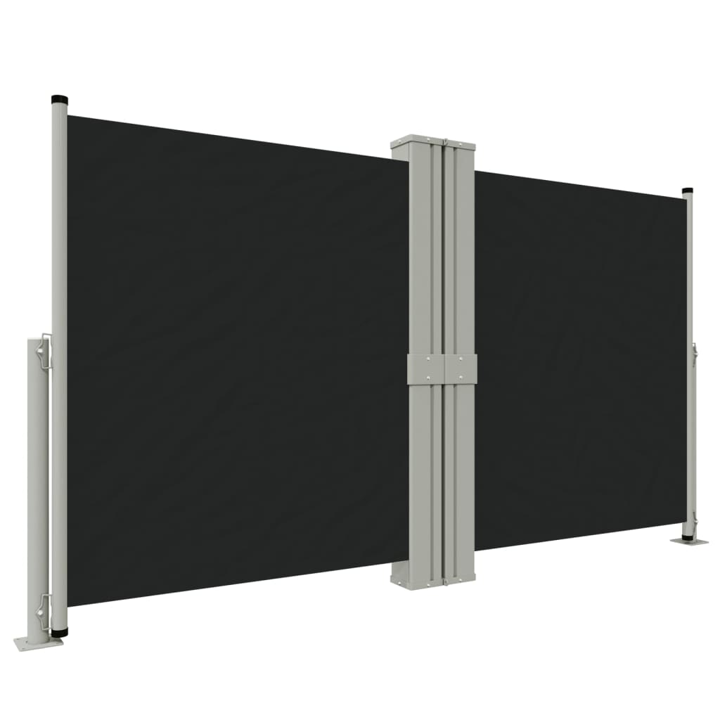 Uttrekkbar sidemarkise svart 140x1200 cm