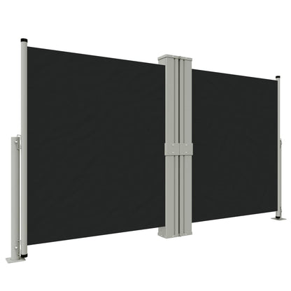 Uttrekkbar sidemarkise svart 140x1200 cm