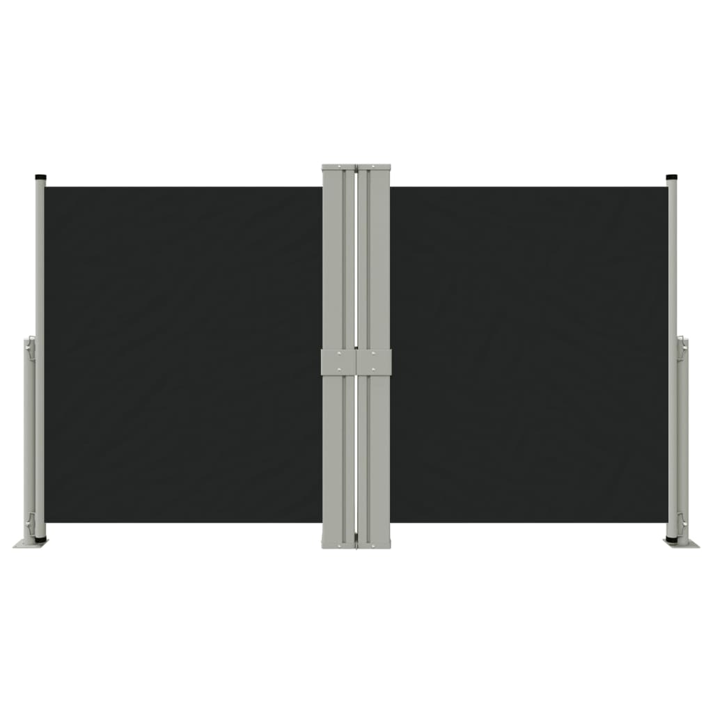 Uttrekkbar sidemarkise svart 140x1200 cm