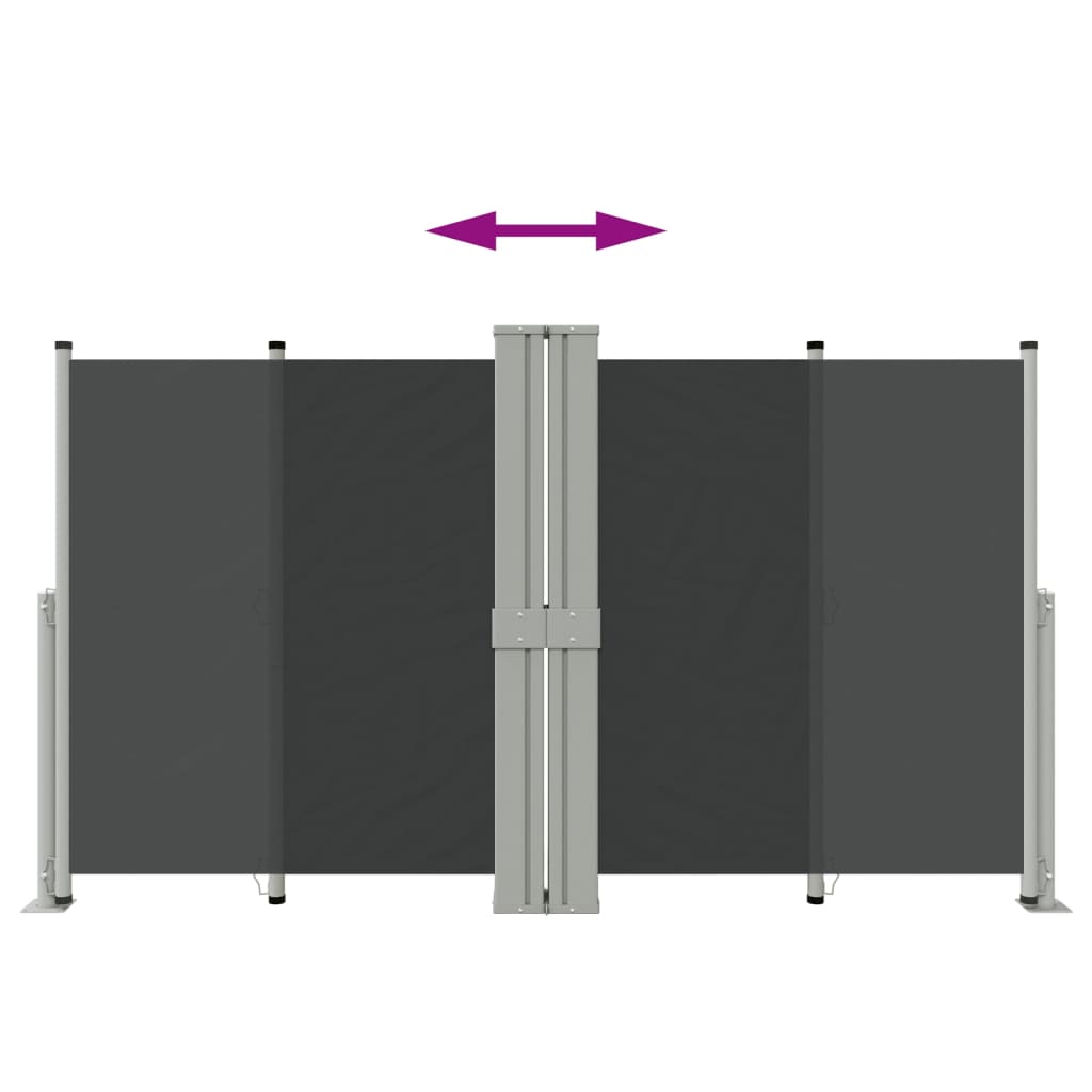 Uttrekkbar sidemarkise svart 140x1200 cm
