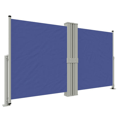 Uttrekkbar sidemarkise blå 140x1200 cm