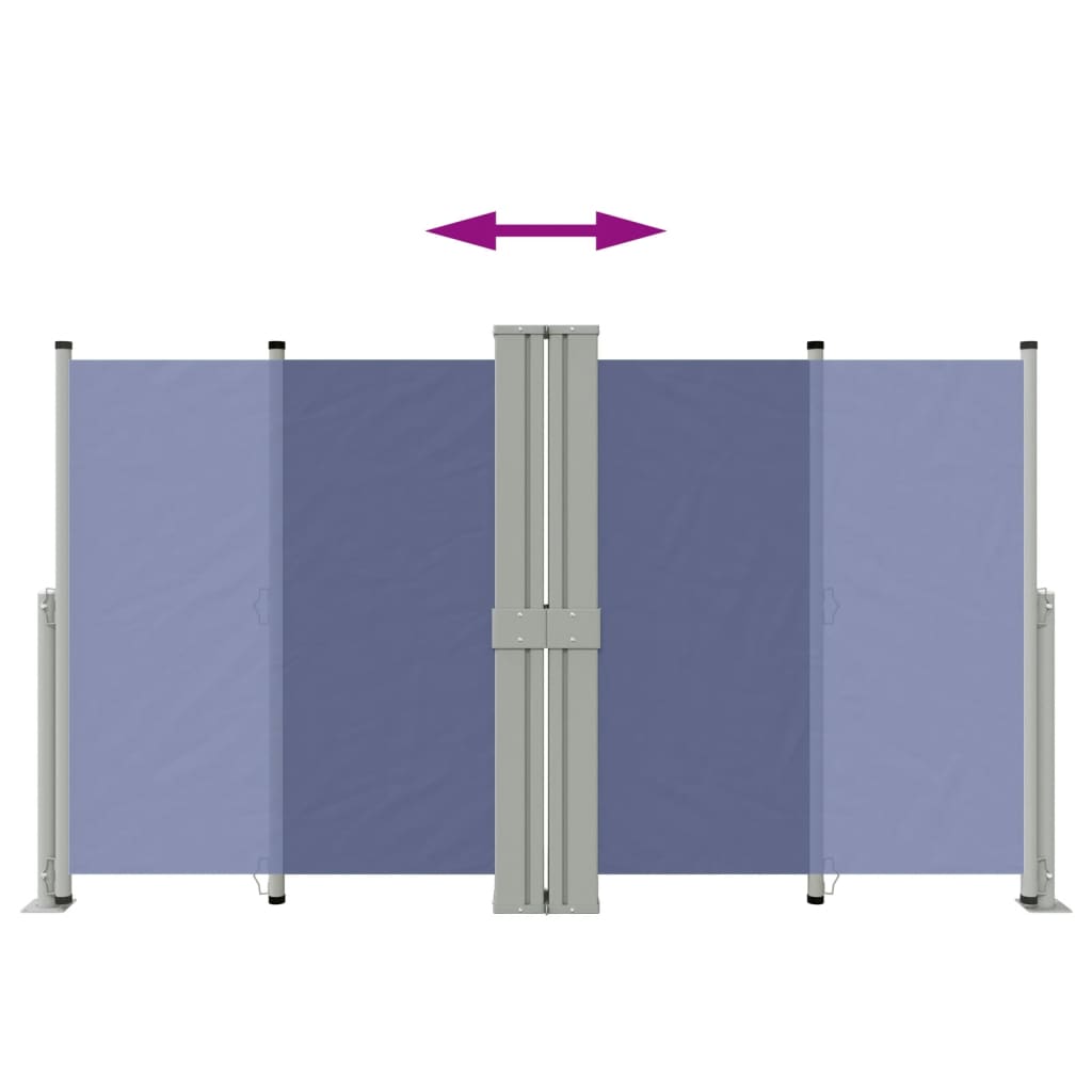 Uttrekkbar sidemarkise blå 140x1200 cm