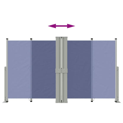 Uttrekkbar sidemarkise blå 140x1200 cm