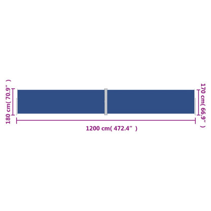 Uttrekkbar sidemarkise 180x1200 cm blå