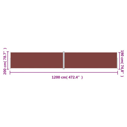 Uttrekkbar sidemarkise 200x1200 cm brun
