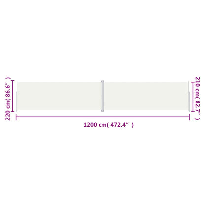 Uttrekkbar sidemarkise 220x1200 cm kremhvit
