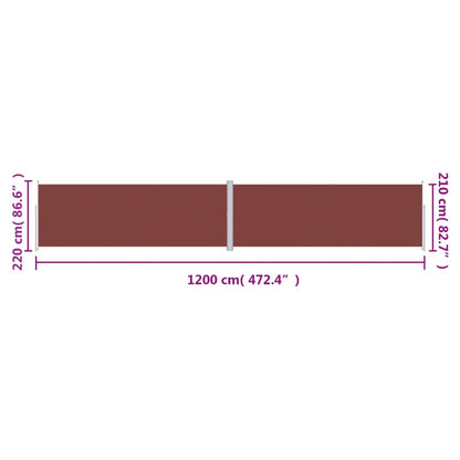 Uttrekkbar sidemarkise 220x1200 cm brun