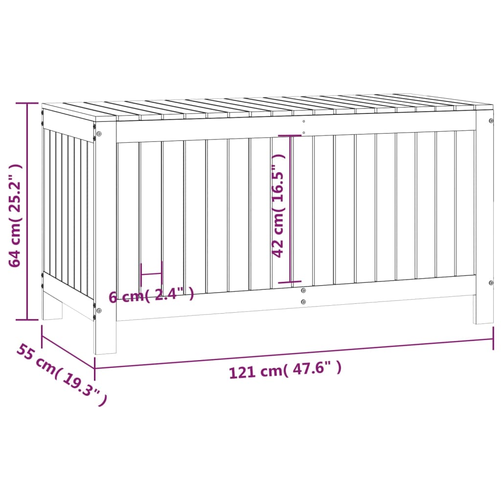 Putekasse hvid 121x55x64 cm heltre furu