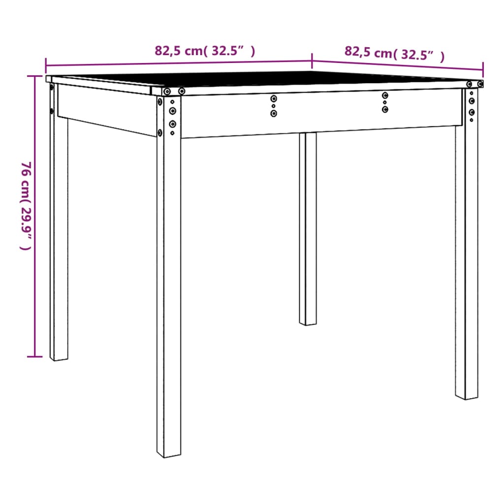 Hagebord 82,5x82,5x76 cm heltre douglasgran